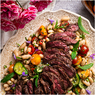 Hanger Steak Salad with Chimichurri White Beans